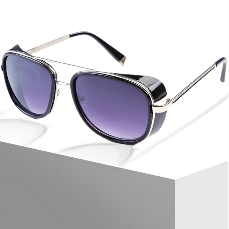 CB Steampunk Sunglasses Tony Stark Man Woman Sun Glasses Male Vintage Gradient Red Sunglass UV400
