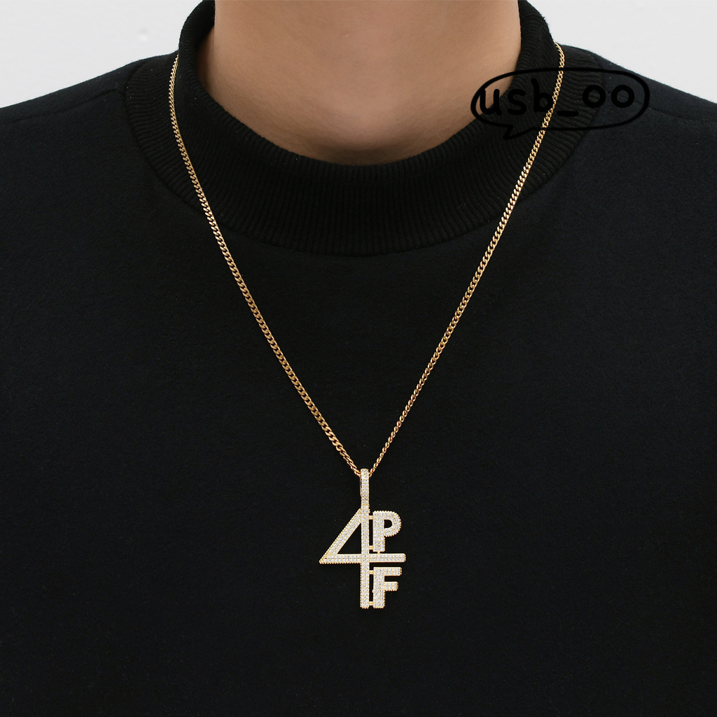 Micro Customizable Brass Gold Plated Paved Moissanite Pendant Necklace Rapper Hip Hop 4PF Number Letter for Weddings