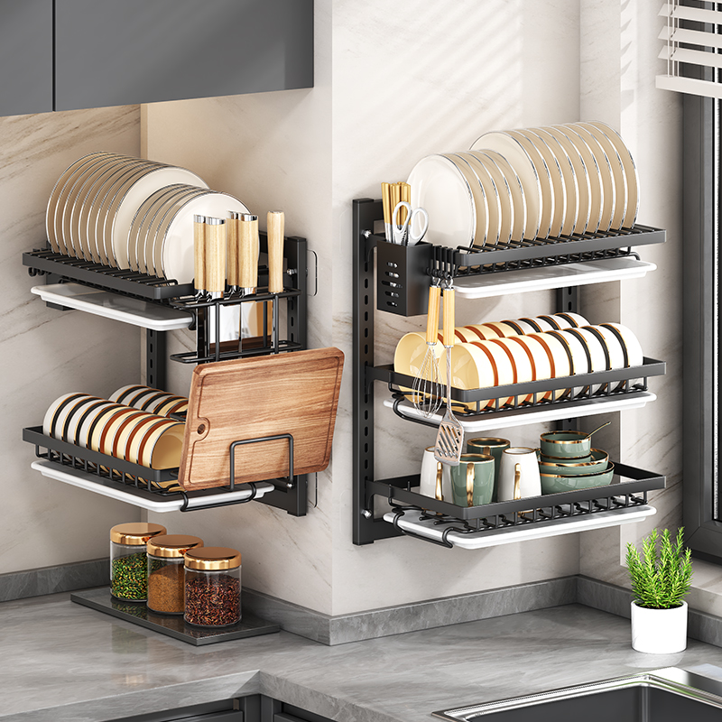 Modern Wall-Mounted Plate Rack for Kitchen Storage