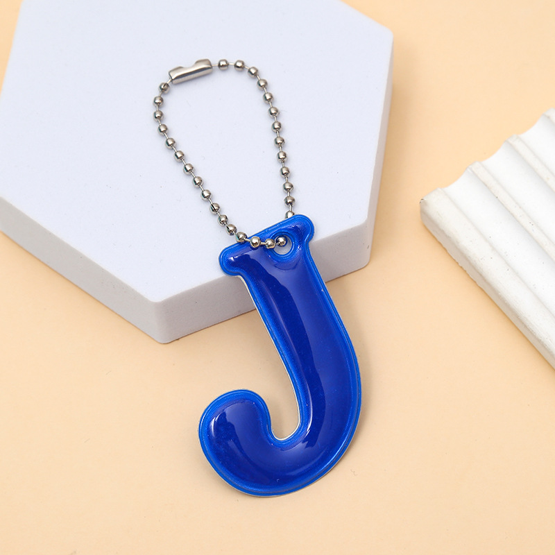 J Letter Shaped 12 Color Reflective Warning Pendant PVC Cycling Backpack Decorative Pendant with Reflective Effect at Night
