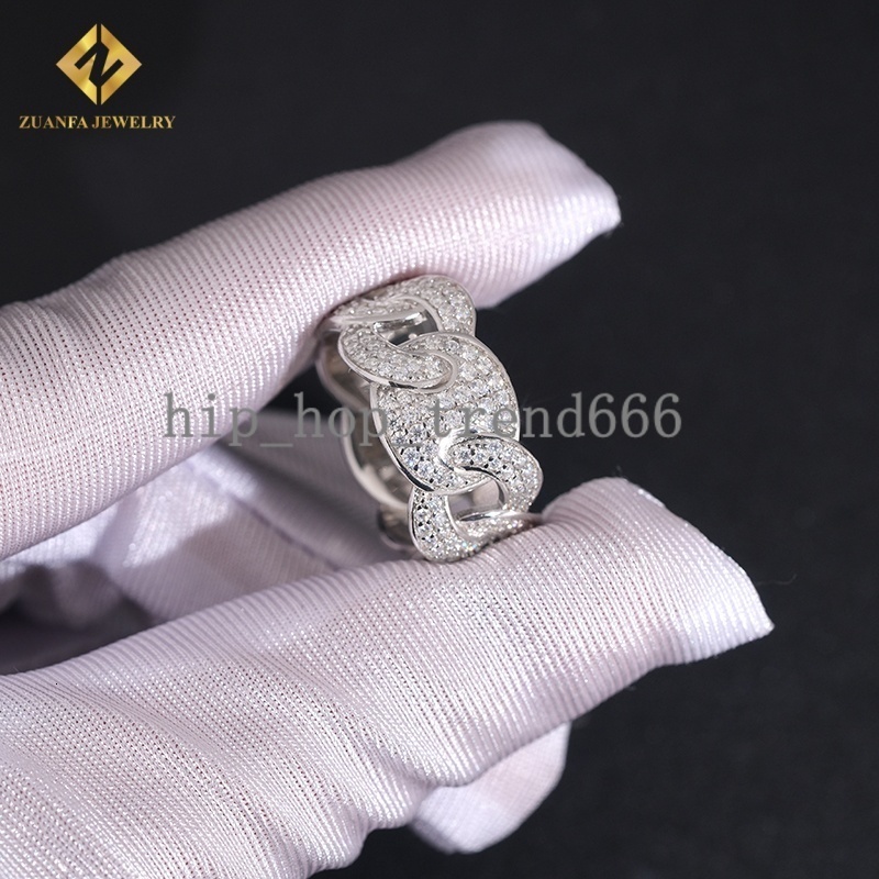 Luxury Iced Out VVS1 Moissanite Diamond Ring Fashion Hip Hop Style Men Pass Diamond Tester Custom 925 Silver