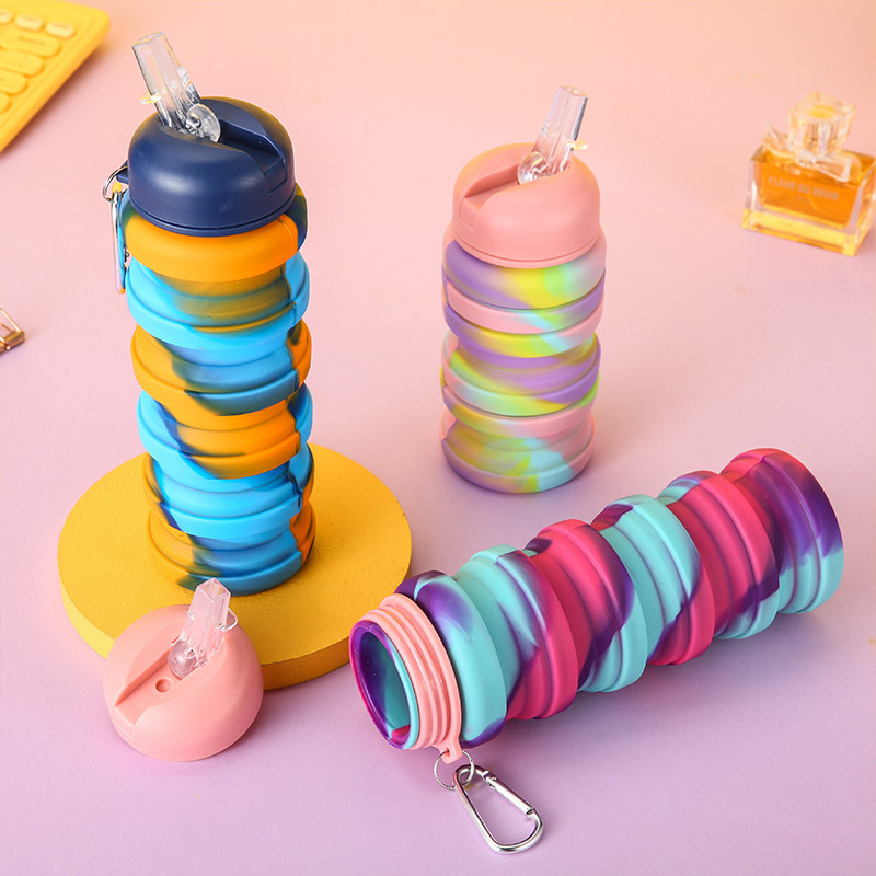 Cup Outdoor Travel Climbing Bicycle Camouflage Foldable Kettle Fitness Sports Water Bottle Silicone Collapsible Drinking Z260202