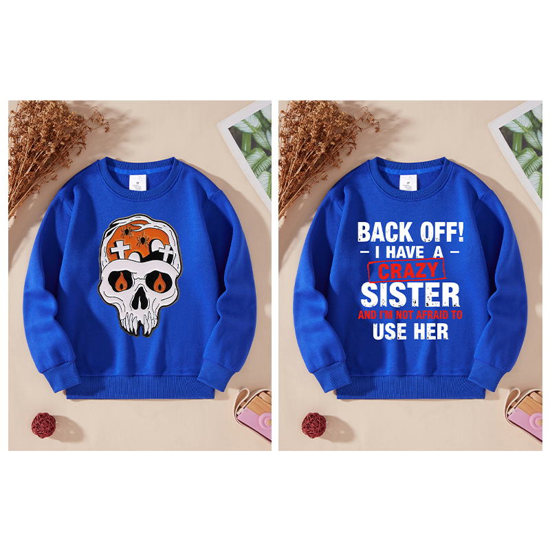 Cotton sweater women 2025 new blue spring and autumn American letter cartoon pattern women's fashion high street hoodless casual coat