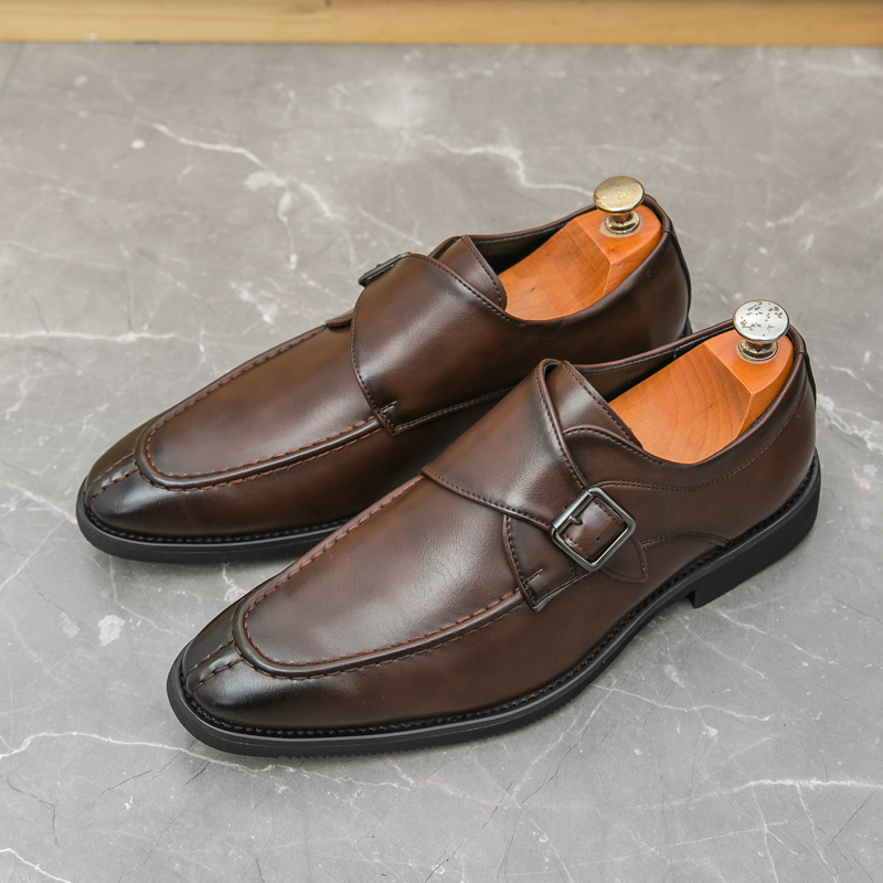 1892- New handmade British style buckle business leather shoes, suitable for men's formal wear, single shoes suitable for office and professional