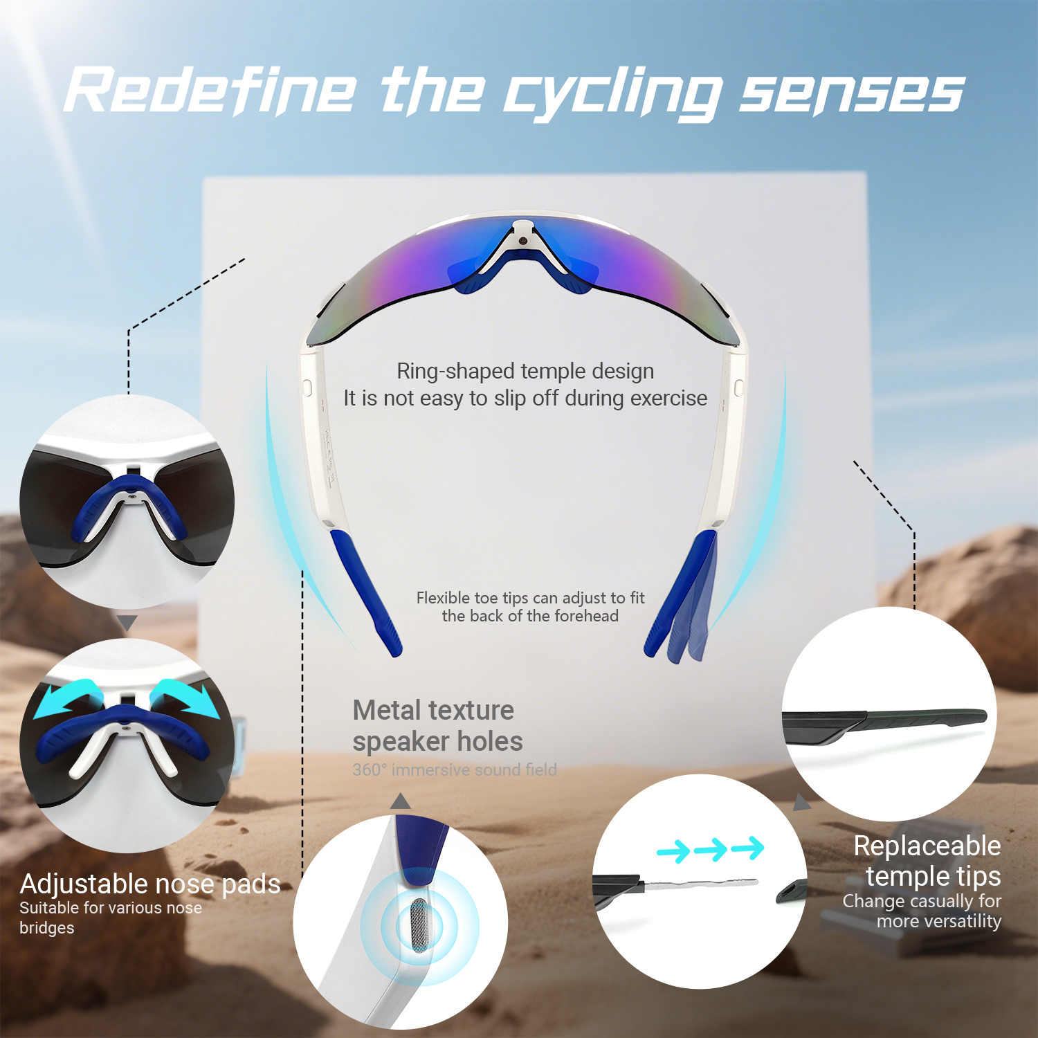 LIGE outdoor smart glasses wireless calling wireless music anti-blue light sunglasses cycling glasses suitable for both men and women, sports smart gl