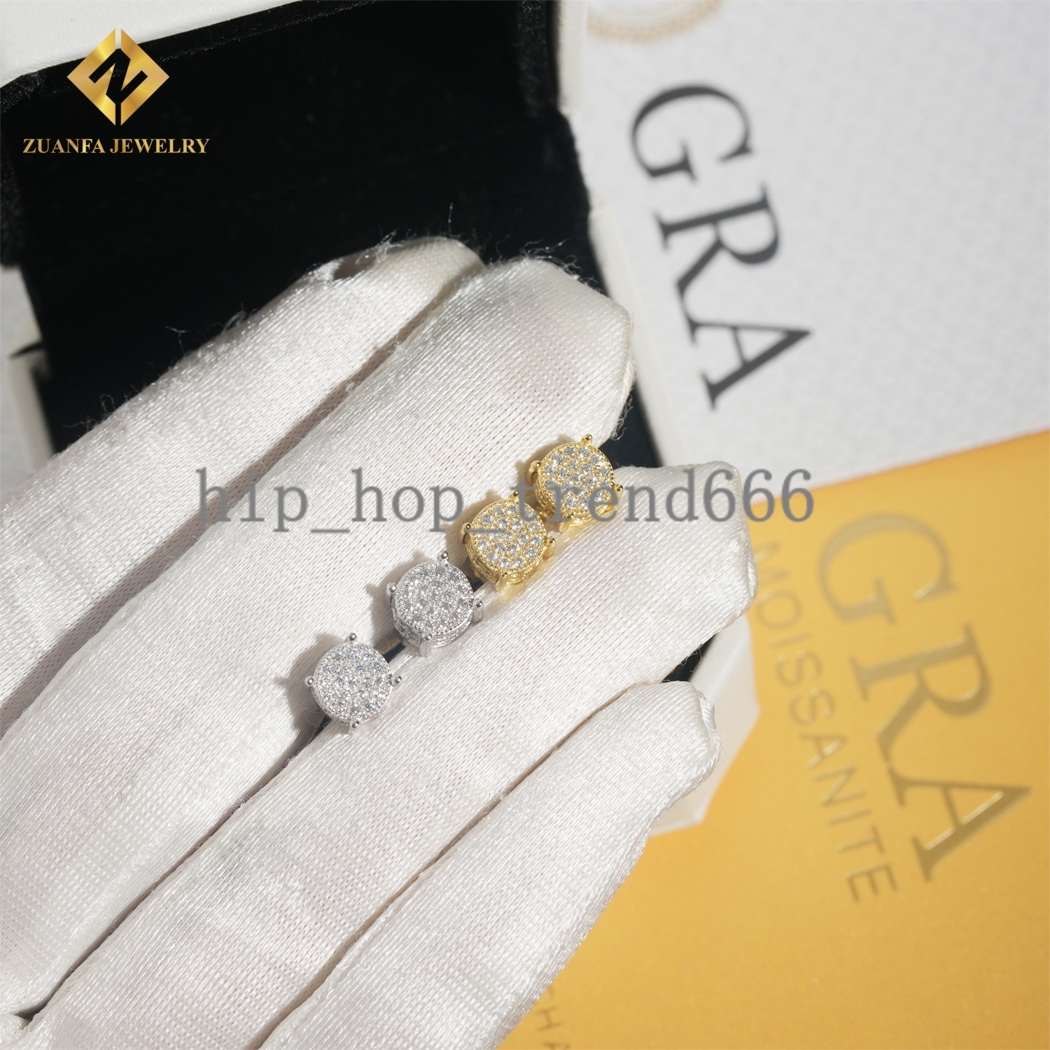 Fashion Rapper Jewelry Round Cluster Stud Earring Solid 925 Silver VVS Moissanite Iced Out Stud Earrings Hip Hop Earring