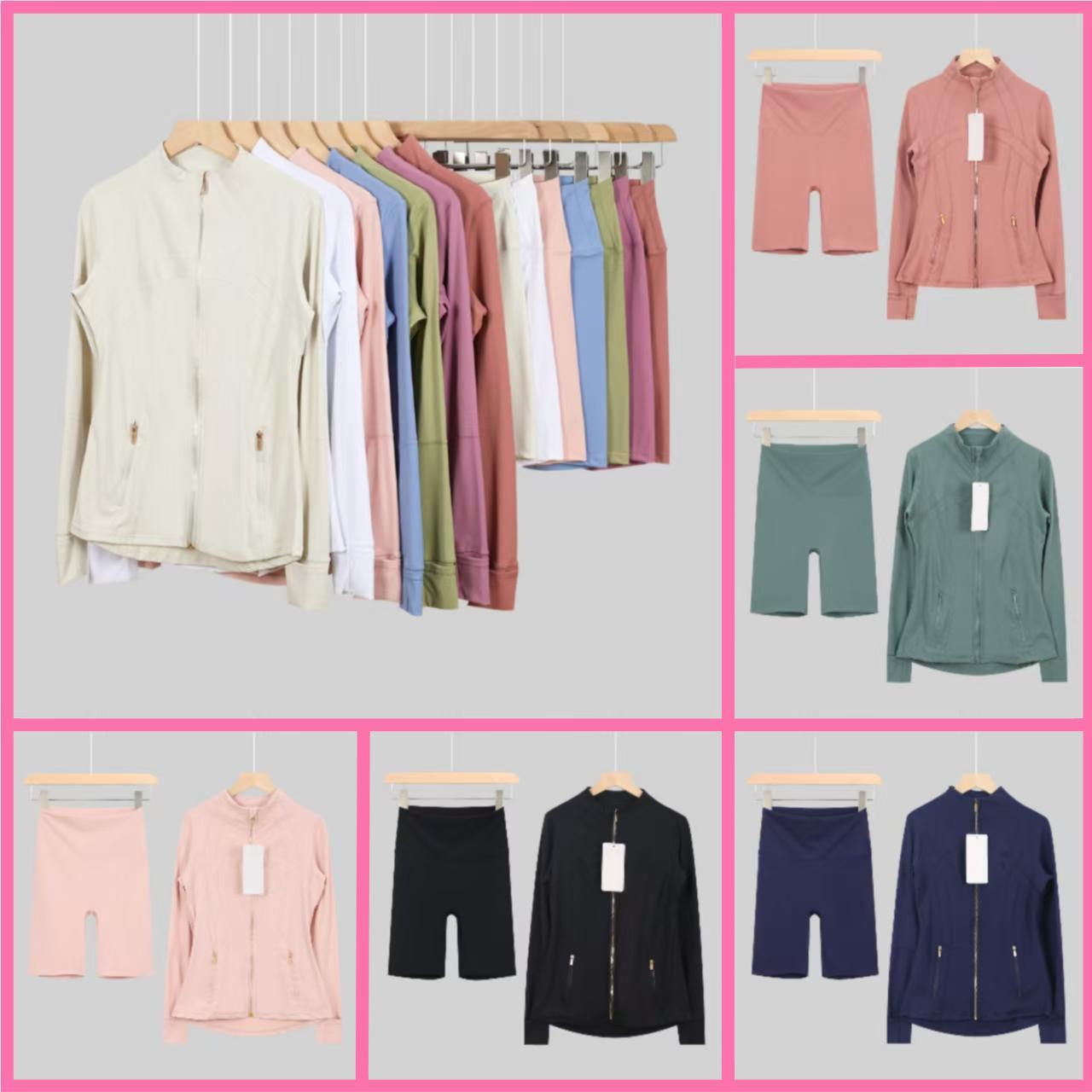 Workout set Women Yoga Sets jackets shorts leggings Push Fiess sets High Waist Sports Jackets Zip Up Coat Elastic Sportswear Outfits Pants Gym Suits Tracksuits