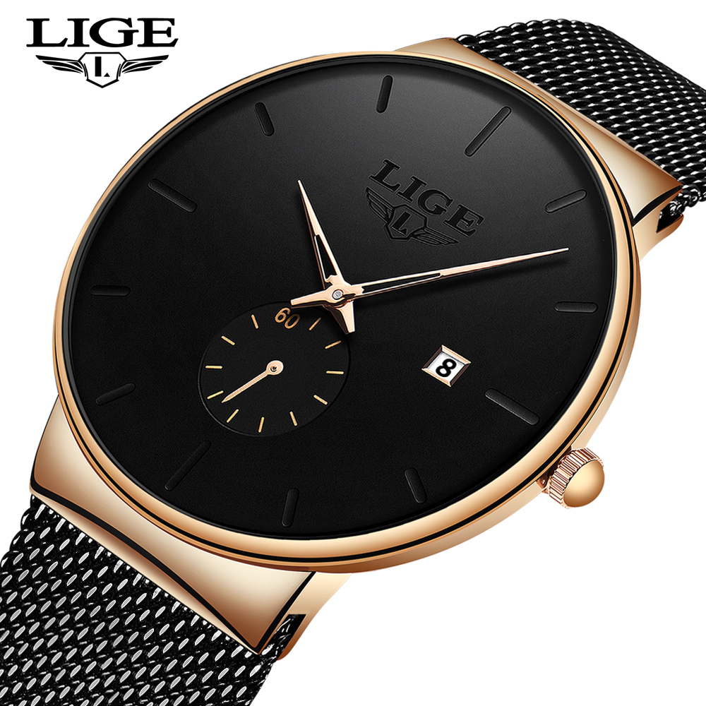 LIGE 2024 Luxury Men Watches Waterproof Ultra Thin Date Clock Male Steel Strap Casual Quartz Watch Men Sports Wrist Watch Man Local warehouse