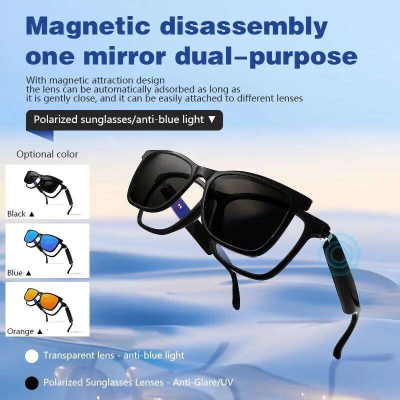 Bluetooth Sunglasses Magnetic Frame 2 In 1 Audio Music Call anti-blue light UV400 Polarized Lens Women Men Smart Glasses