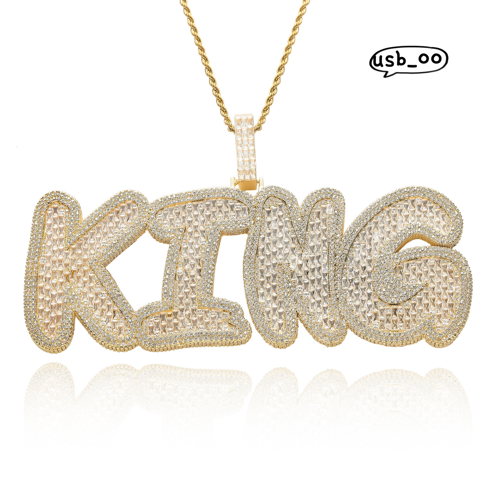 Moissanite Iced Out Gold Square Plated Custom Name Pendant Necklace Splicing Combination Letter Pendant Jewelry Hip Hop Men