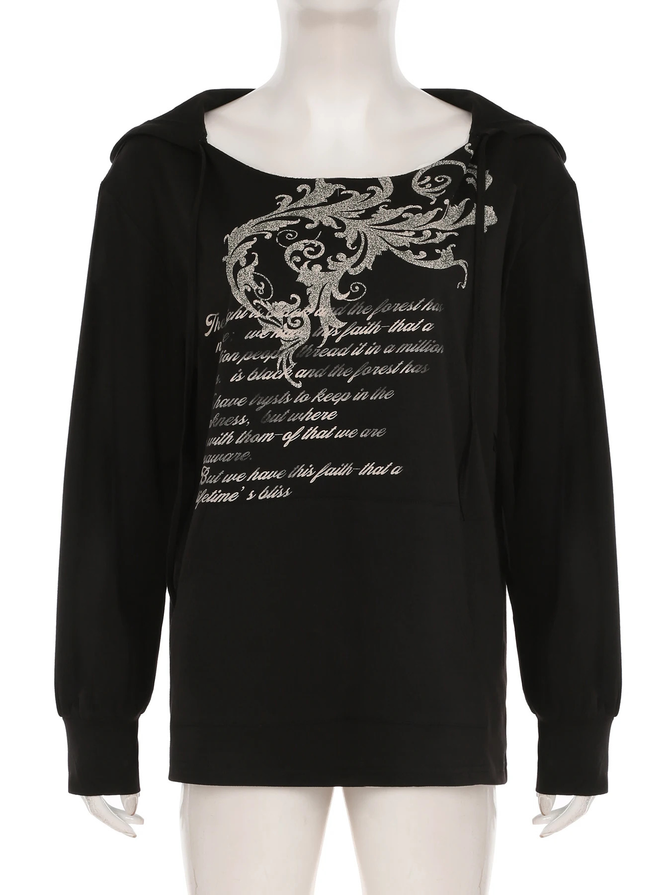 IAMSURE Casual Printed Bandage Hoodies Loose ONeck Long Sleeve Sweatshirt Women Autumn Winter Fashion Streetwear Ladies 250709