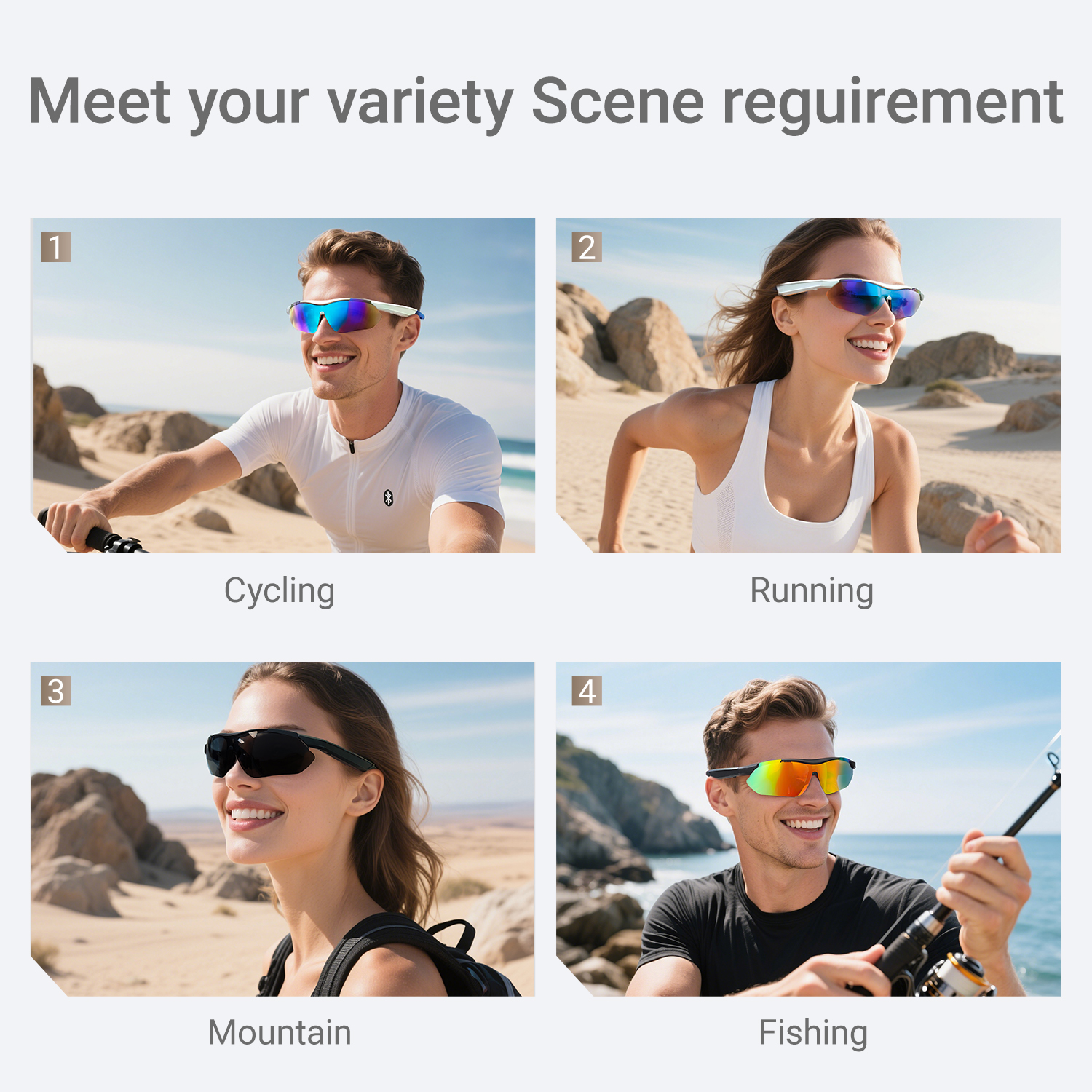LIGE outdoor smart glasses wireless calling wireless music anti-blue light sunglasses cycling glasses suitable for both men and women, sports smart gl