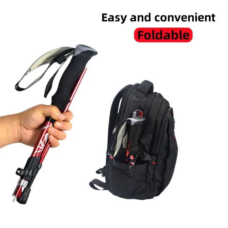 5-section folding outdoor hiking pole lightweight and stretchable hiking and mountain climbing pole for the elderly Y250709