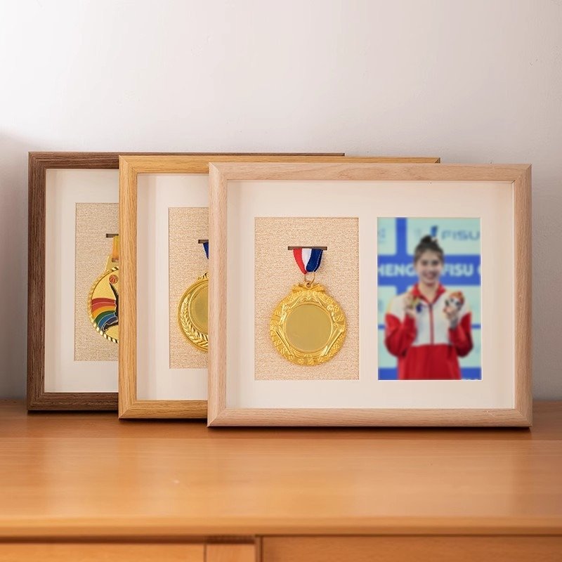 Wooden Honor Photo Dust-Proof Case for Sports Military Medal Display Picture Frame H260306