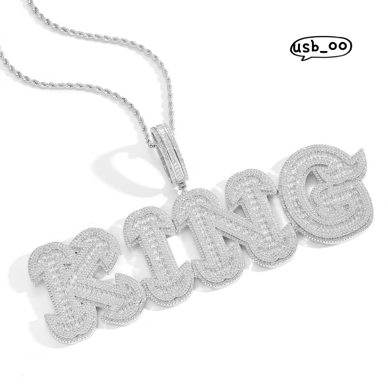 Cubic Iced VVS Out Bling Moissanite Full Paved Cz Capital Letter CEO Pendant Necklace Hip Hop Chain for Boy Men Hip Hop Jewelry