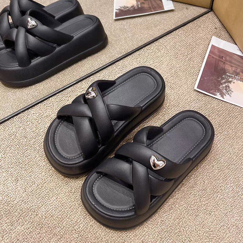 Sandals 2025 Chunky Women's Thick Bottom Wedge Heels Slides 8CM High Platform Casual Beach Flip Flops Woman