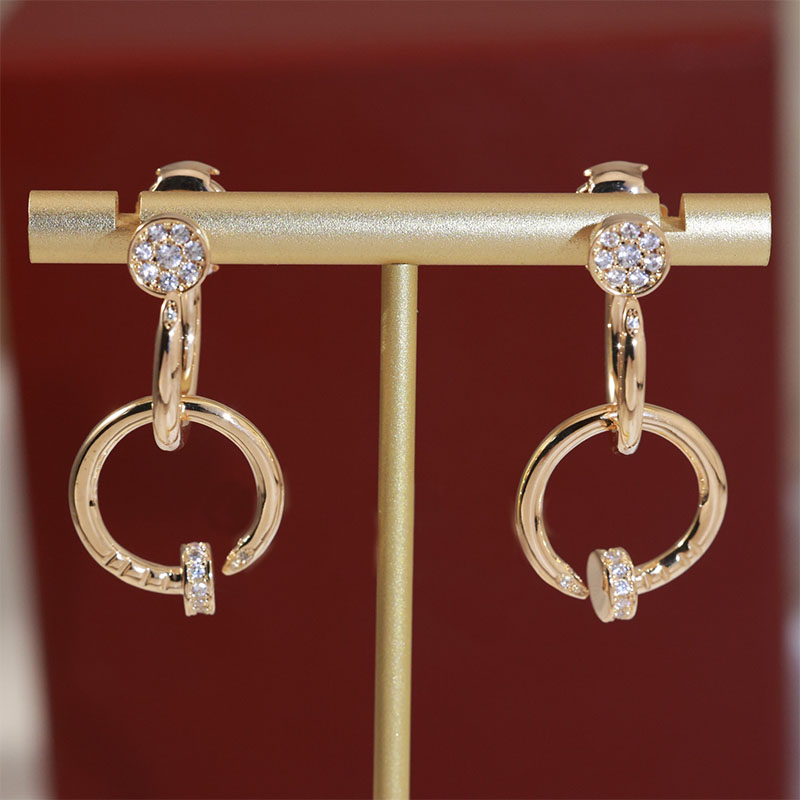 Classic brand Love earrings luxury 18k gold double ring nail earrings stainless steel designer earrings for women