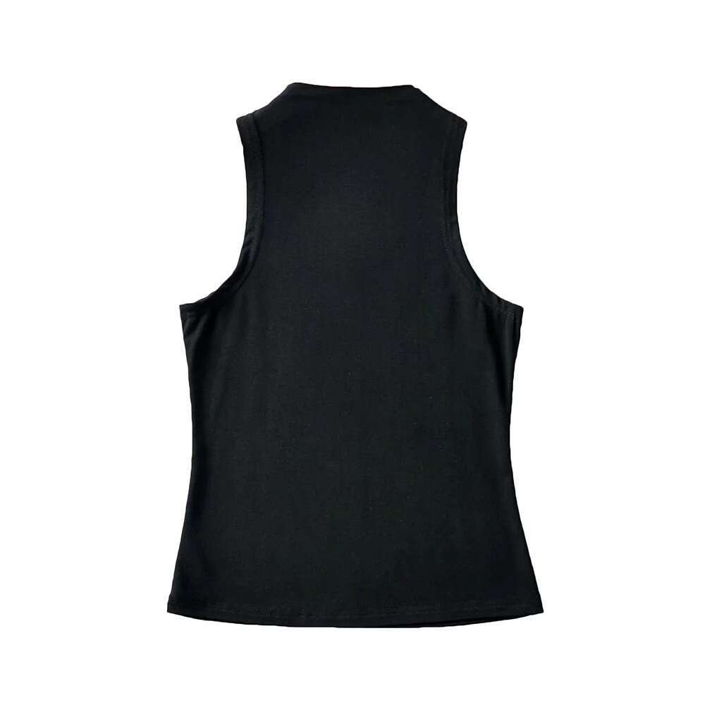Spicy Girl Outerwear Half High Collar Sexy Slim Fit Slimming Women Solid Color Base Short Sleeveless Tank Top B5