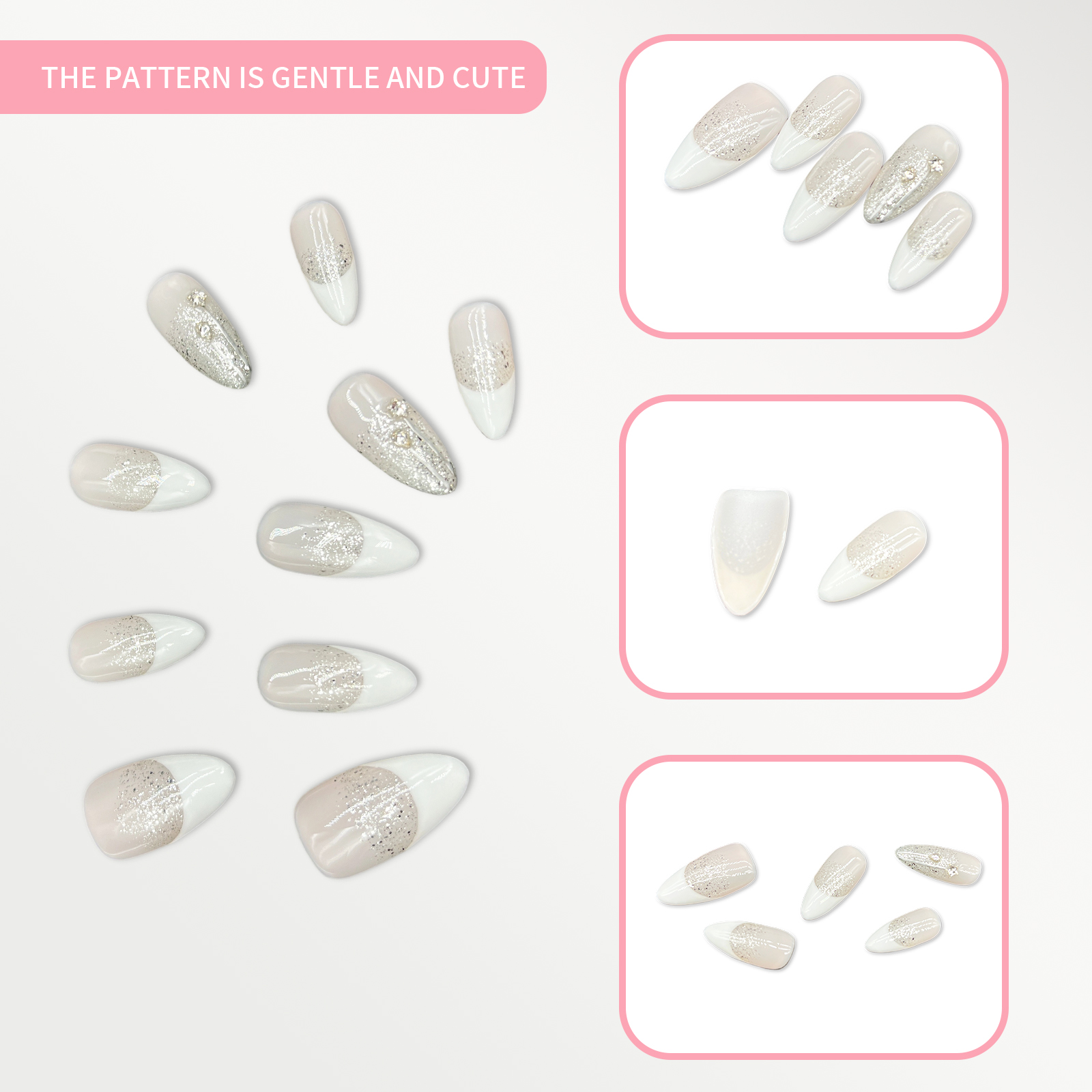 10 pieces of artistic hand-painted starry-eyed glittering false nails, the best gift to decorate yourself