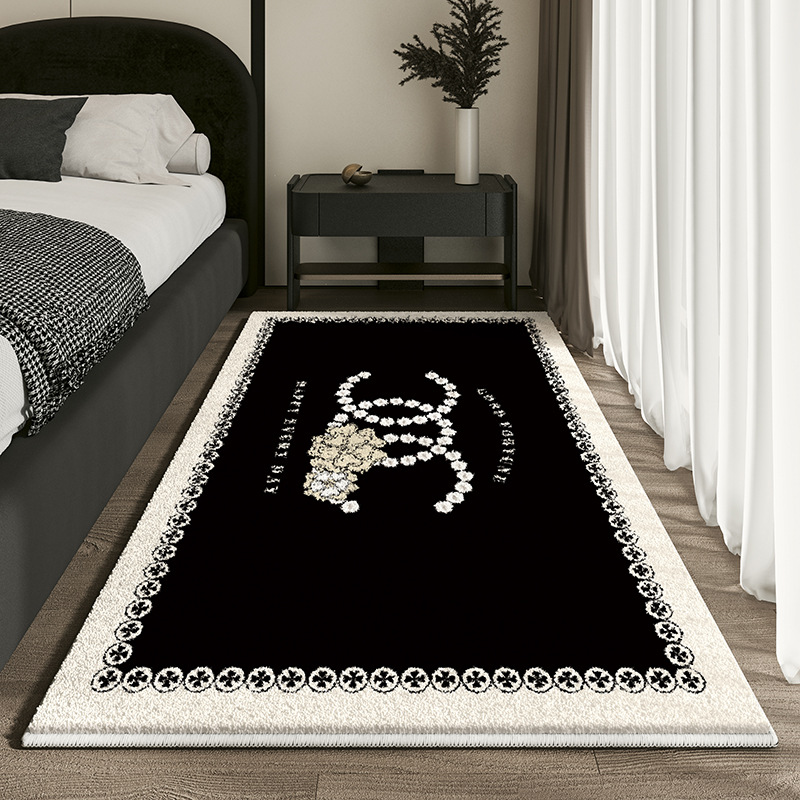 60*180cm Cashmere Imitated French Small Fragrance Bed Rug Advanced Sense Living Room Study Oval Dirt Resistant Non-Slip Carpet R250626