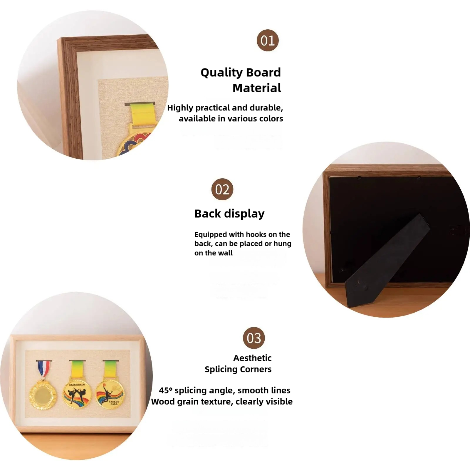 Wooden Honor Photo Dust-Proof Case for Sports Military Medal Display Picture Frame H260306