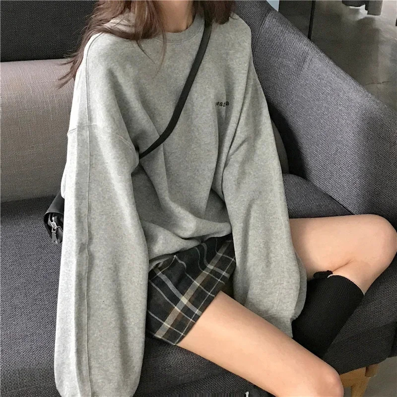 Women Hoodie Letter Tshirt Spring Autumn Korean Fashion Thin Chic Long Sleeve Sweatshirt Loose Cool Pullover Y2K Clothing 250709