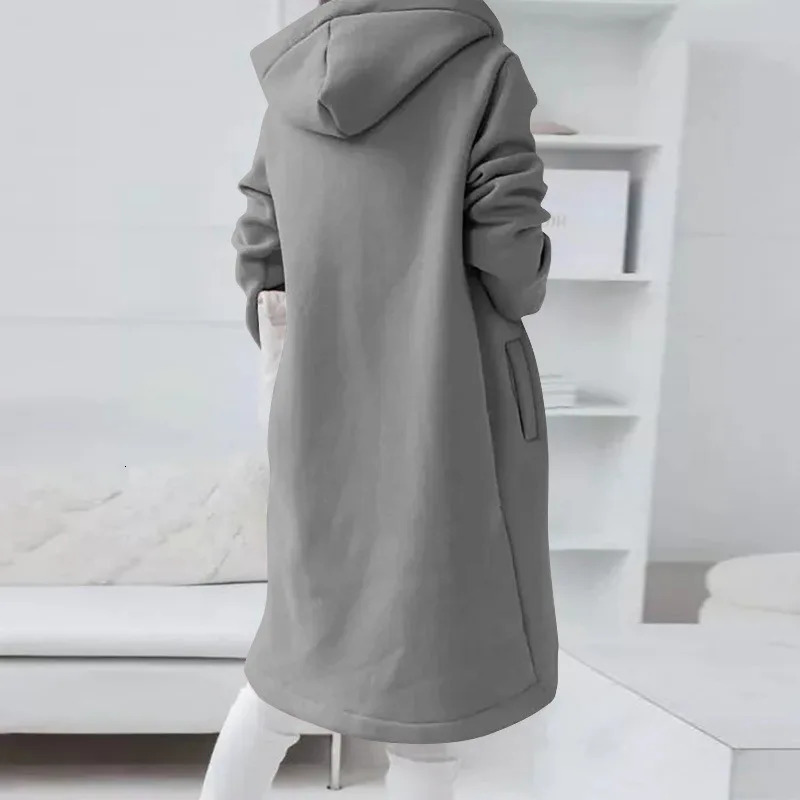 Oversized Women Loose Zip Sweatshirts Casual Female Hoodie Tie Collar Up Pocket Baggy Streetwear Hooded Coats JYFSJY7755 250709