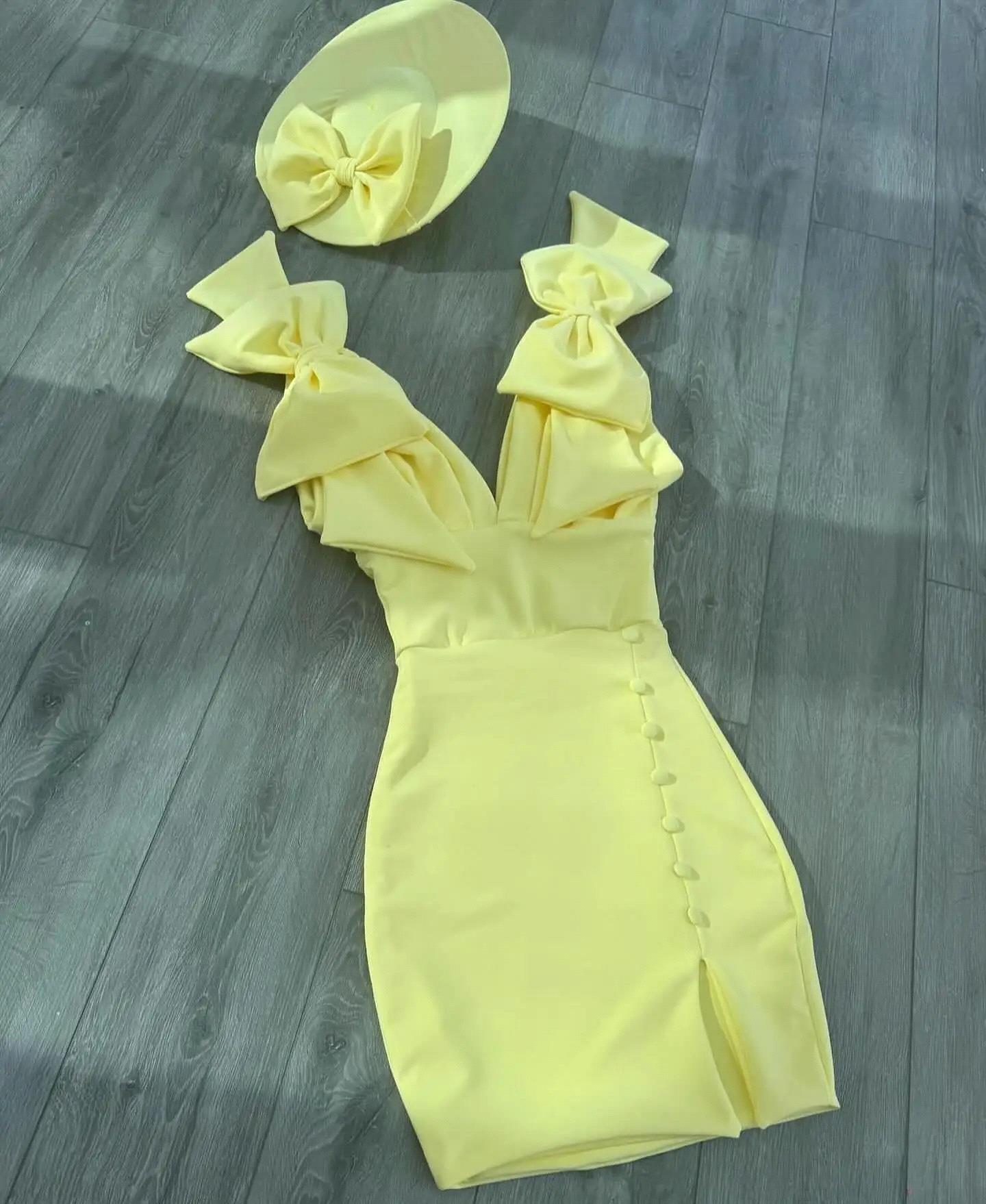 Little Black Bodycon Party Dresses Sheath Bowknot Straps Mini Short Cocktail Gowns Mother Dress With Buttons Bc19956 B0313