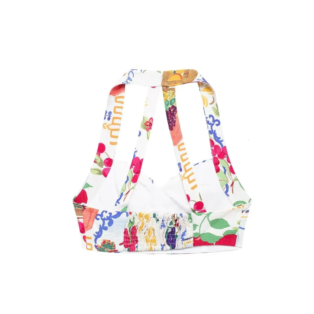 Summer Womens Clothing European And American Style Fashionable Sweet Patchwork Printed Top Skirt Set 250709