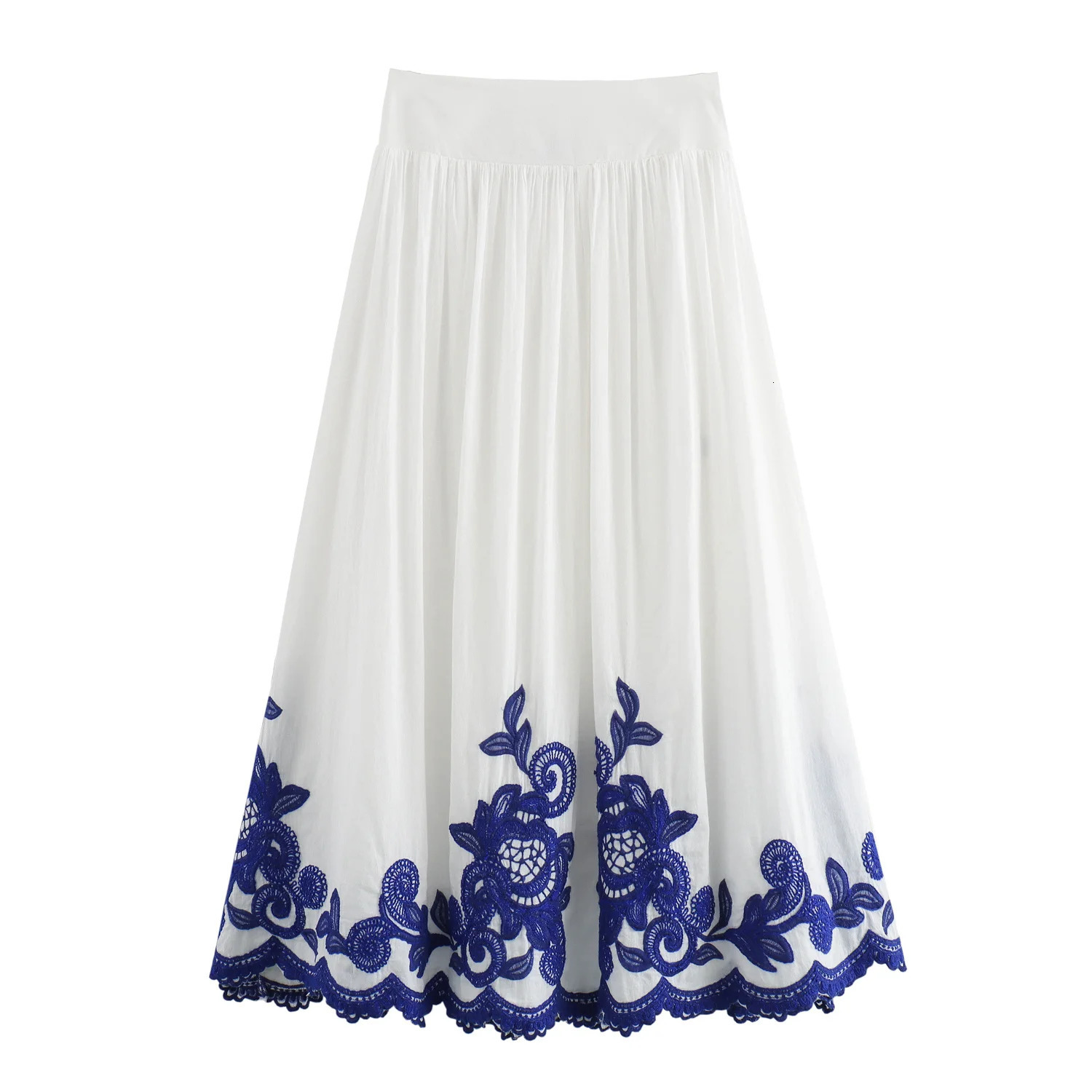 Autumn Womens Clothing European and American Style Casual Contrasting Embroidered Shirt Half Skirt Set 250709