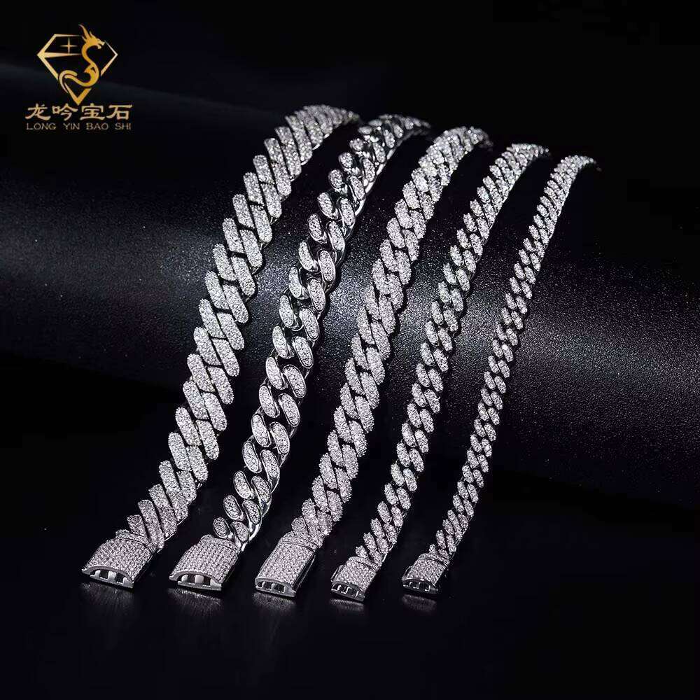Junyuan Jewelry S Sier VVS1 Moissanite Charm Cuban Link Chain Iced Hip Hop Necklace