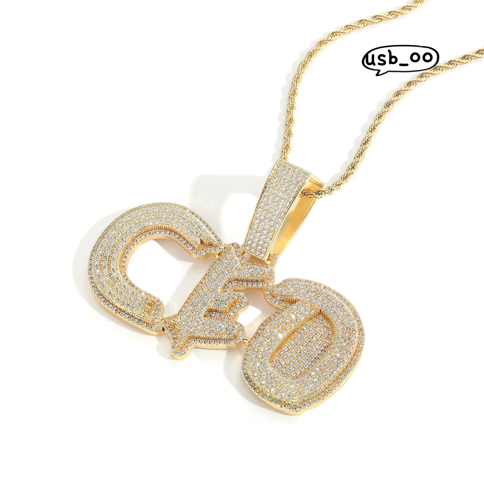 Burr Fashion Custom Hiphop Pendant Letter Name Pendant Necklace Gold Plated VVS Moissanite Name Pendants Couple Diamond Necklaces