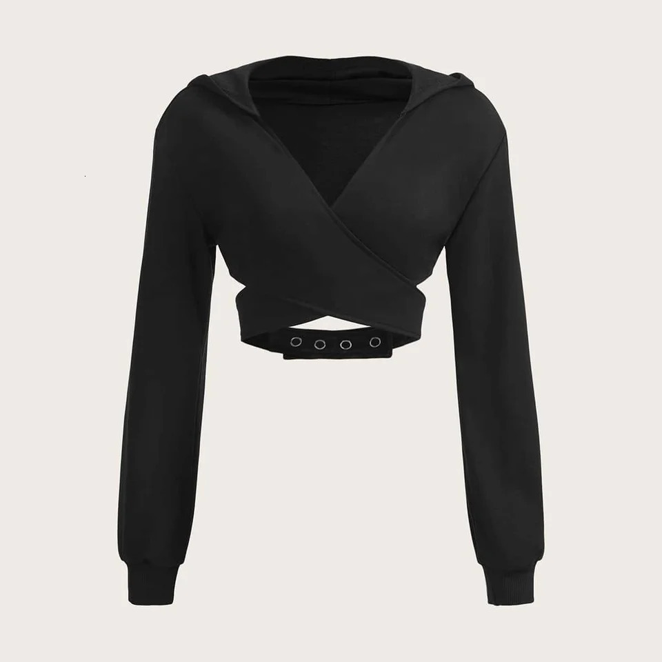 A cool and spicy girl style sexy hooded top for women a short sweatshirt with niche rustic n 250709