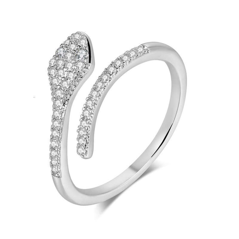 DHcollections Lingyue INS Zircon Micro-inlaid Snake-shaped Trendy Women's Open Ring Gold-plated Jewelry