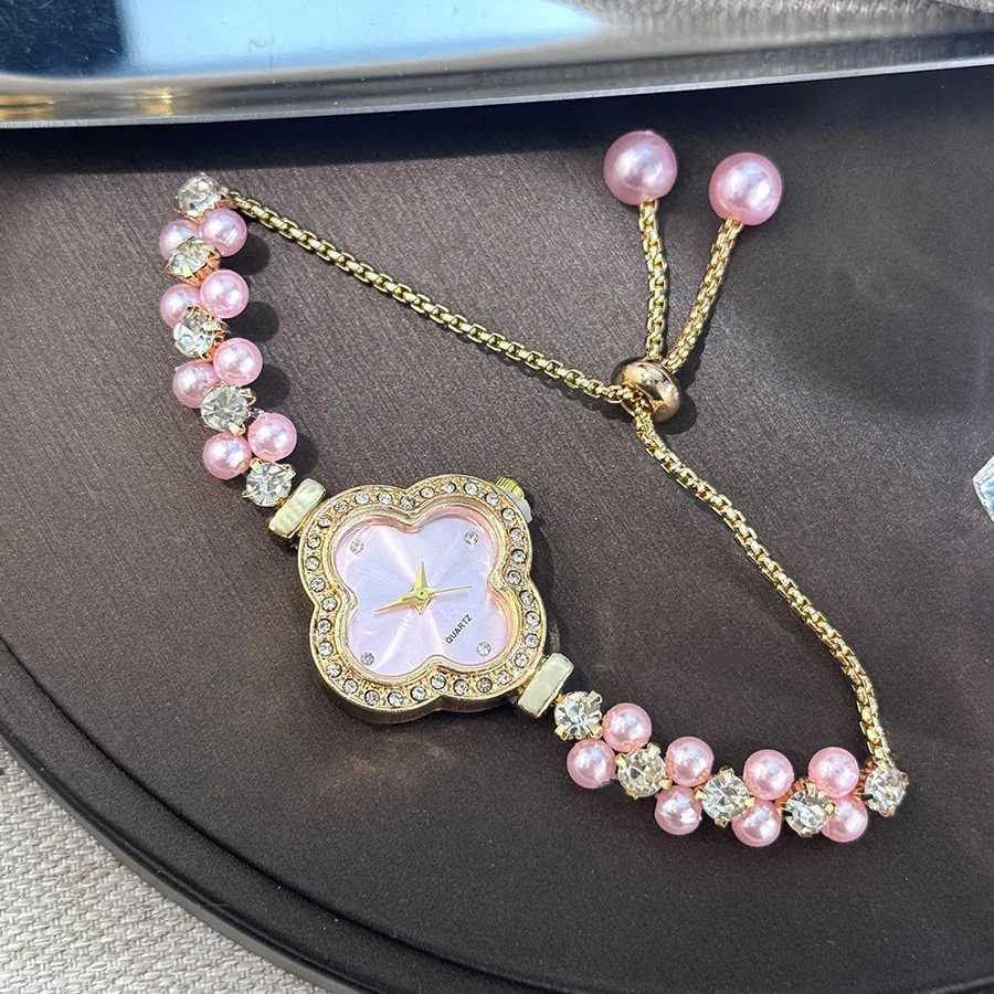 Diamond Set Color Light Luxury Drawstring Watch Exquisite Small Pearl C r Drawstring Style Quartz Womens Watch Z250708