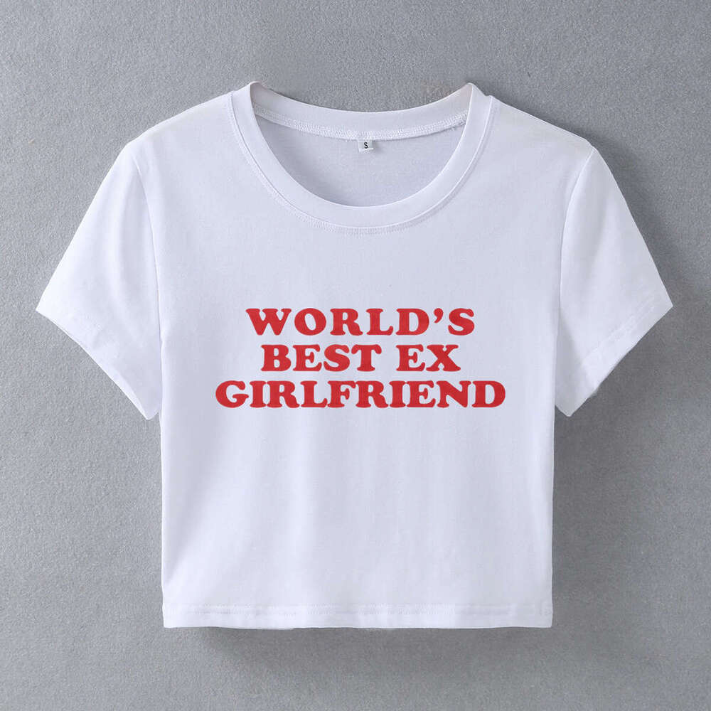 Women's Clothing Personality Style Letter Print Baby Tee Crop Top Short Sleeve T-Shirt B5