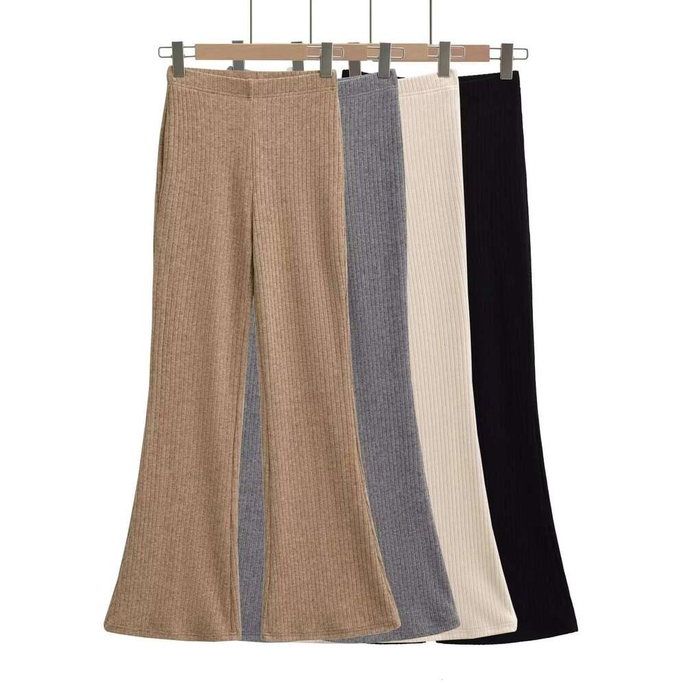 Spicy Girl V-Neck Single-Breasted Sleeve Cardigan Top + High-Waisted Slim Fit Flared Pants Knitted Set For Women B5