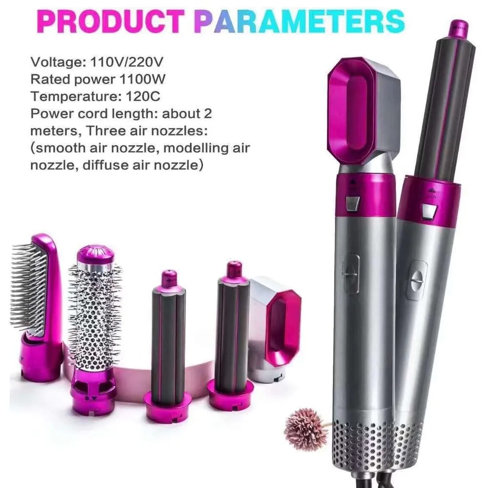 Multifunctional 6 in1 Curling iron High-Speed Negative Ionic Fast Drying Multi Hair Styler Professional Blow Dryer Brush for Curg Styg free