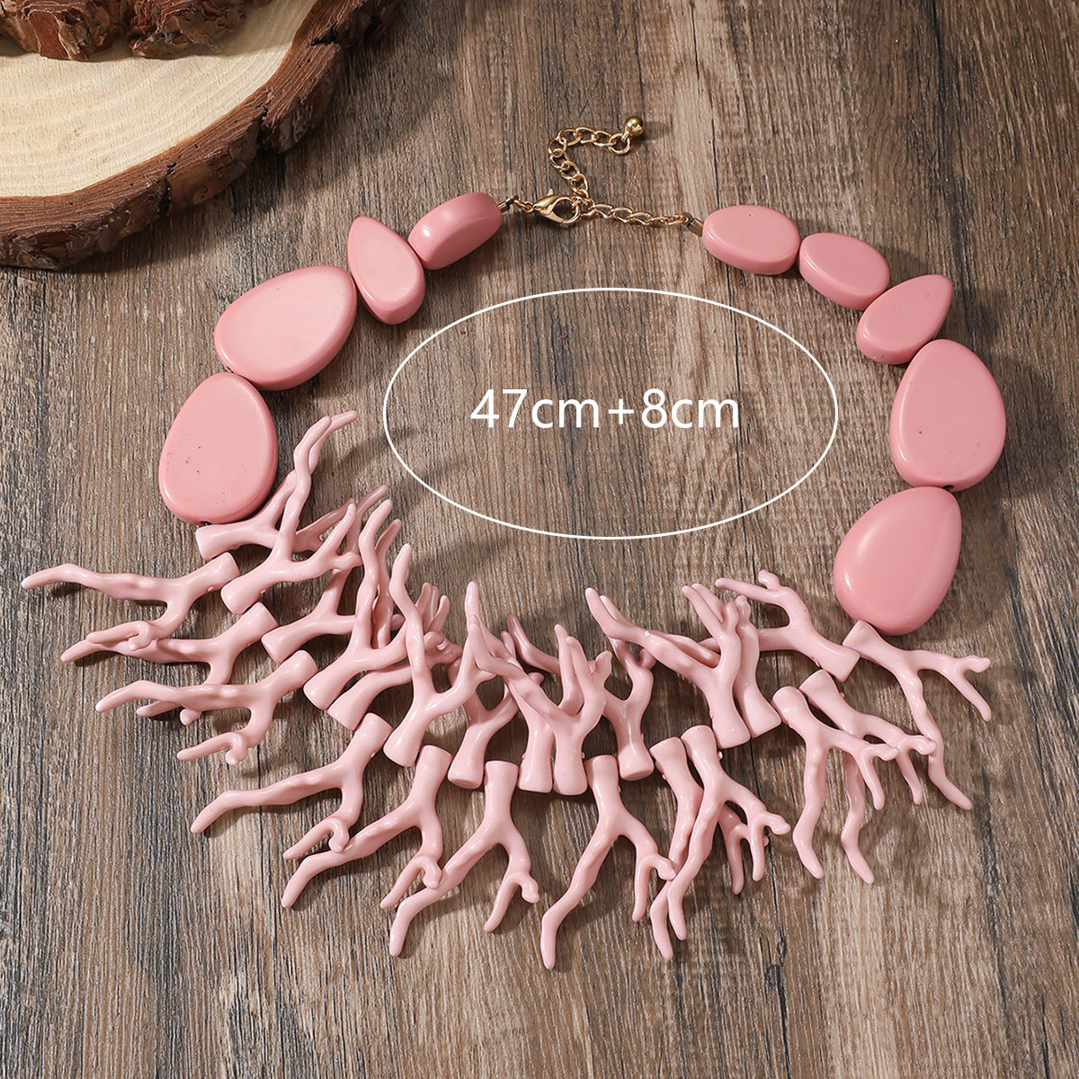 Fashionable retro bead chain Bohemian necklace womens large bead coral pendant necklace colorful bib jewelry Bohemian gift 250408