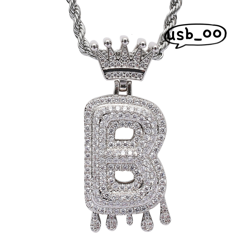 Diamond Custom 925 Silver Mozambican Lettering Necklace Crown Drop Lettering with Custom GRA Certificate
