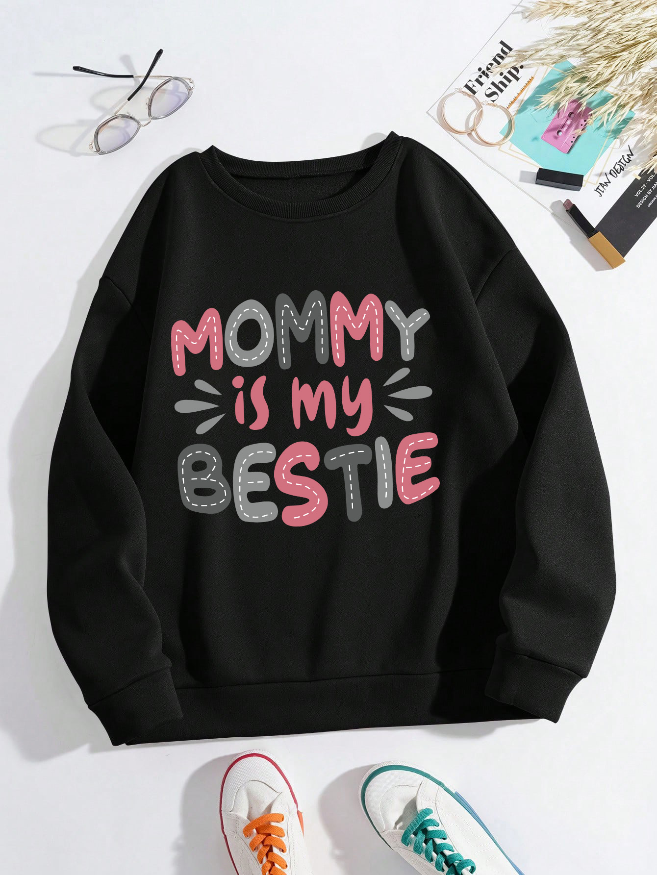 Pure cotton sweater women's 2025 new black spring and autumn American letters women's fashion high street casual coat