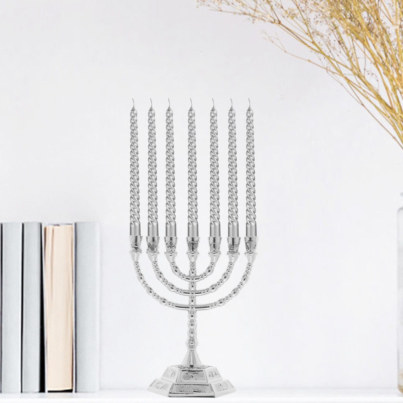 Seven Holes Holder 7 Candelabrum Zinc Alloy Home Decor Desktop naments Religious Candlesticks Vintage Menorah Bedroom H260310