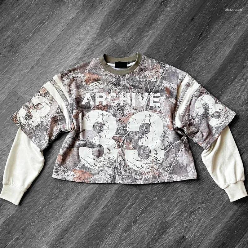Men's Hoodies Men Women Retro Harajuku Punk Casual Splicing Sweatshirt Fashion Street Design Fake Two Piece Hip Hop Loose Long Sleeves