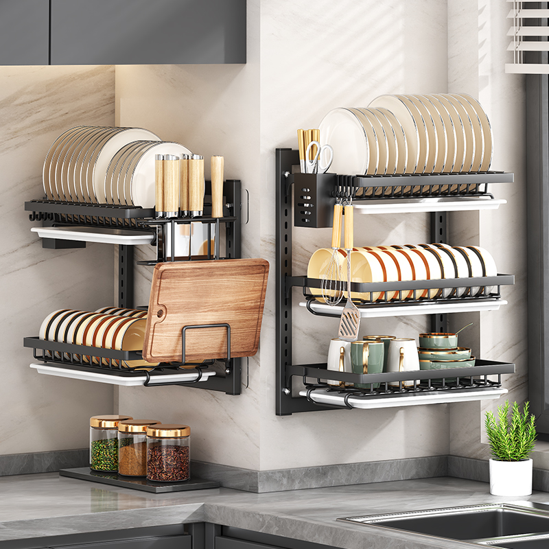 Modern Wall-Mounted Plate Rack for Kitchen Storage