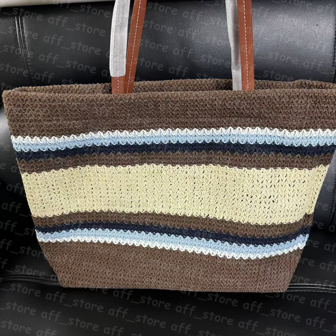 Fashion Designer Striped Woven Bag Beach Handbags Tote Bags for Women Summer Vacation Large Capacity Shoulder Mother Bag Cosmetic Bags 19123