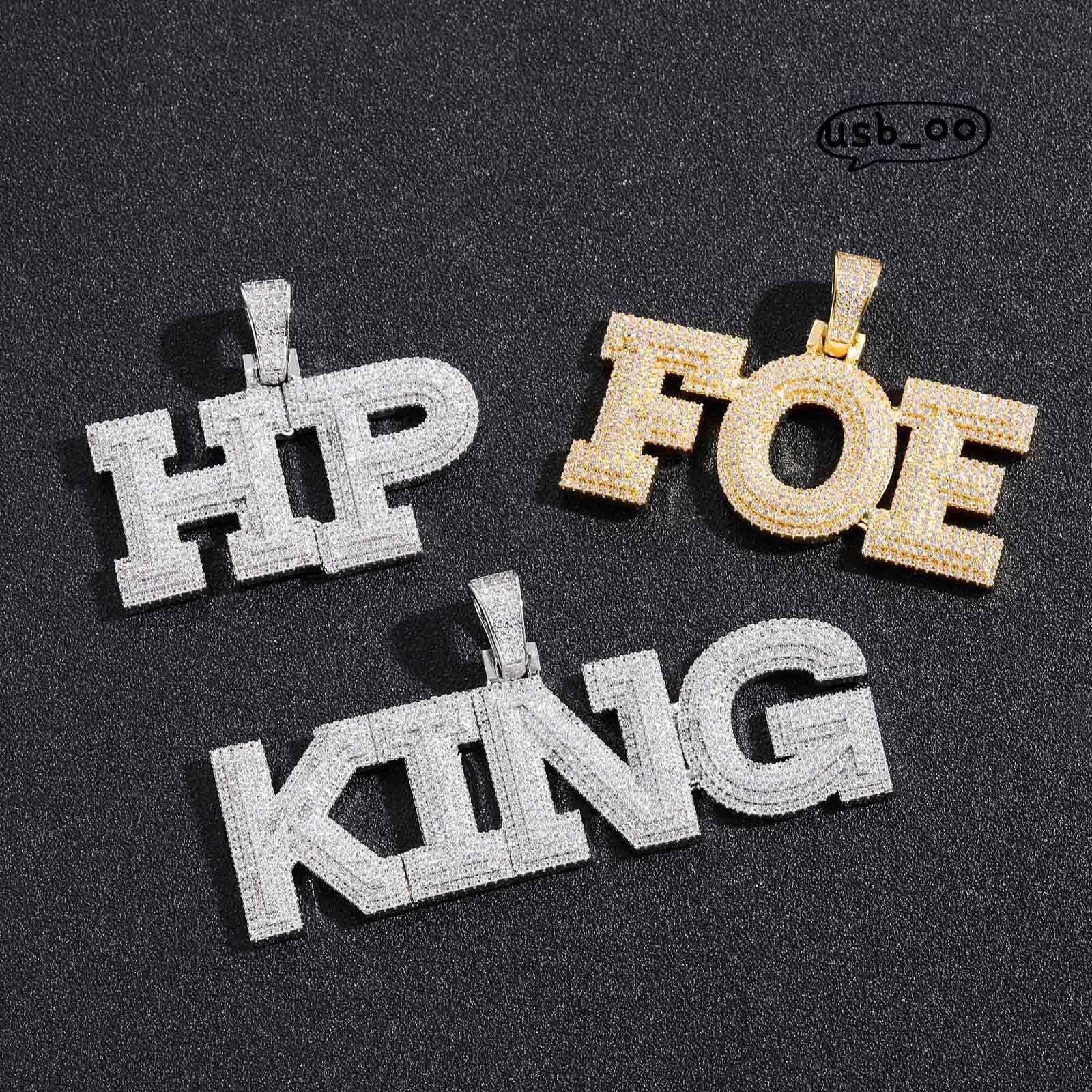 Pendant Hiphop Custom Letter Name Necklace Fashion Gold Plated Moissanite Letter Pendants Fine Jewelry Hip Hop for Men Women