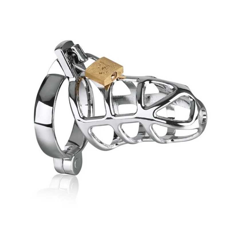 Male Metal Penis Chastity Cage Device Set Penis Lock Cock Ring Belt Bondage Restraint Slave Sex Toy For Man