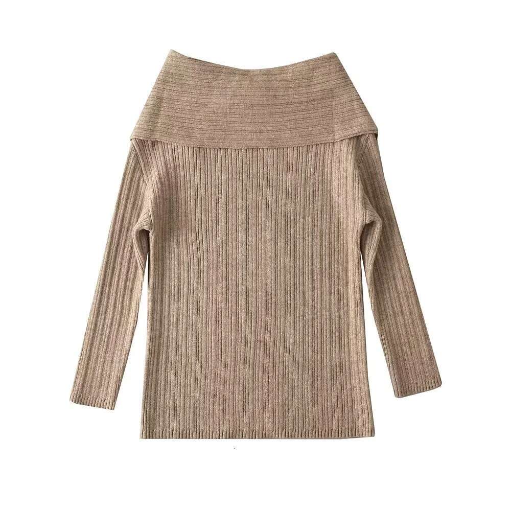 Autumn New Sexy Off-Shoulder Long Sleeve Knitted For Women Thickened Large Collar Pullover Sweater Trendy B5