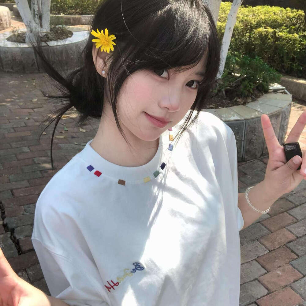 Korean Style Simple Pure Cotton White Short Sleeve T-Shirt For Women Summer New Loose Design Sense Niche Top Trendy B5