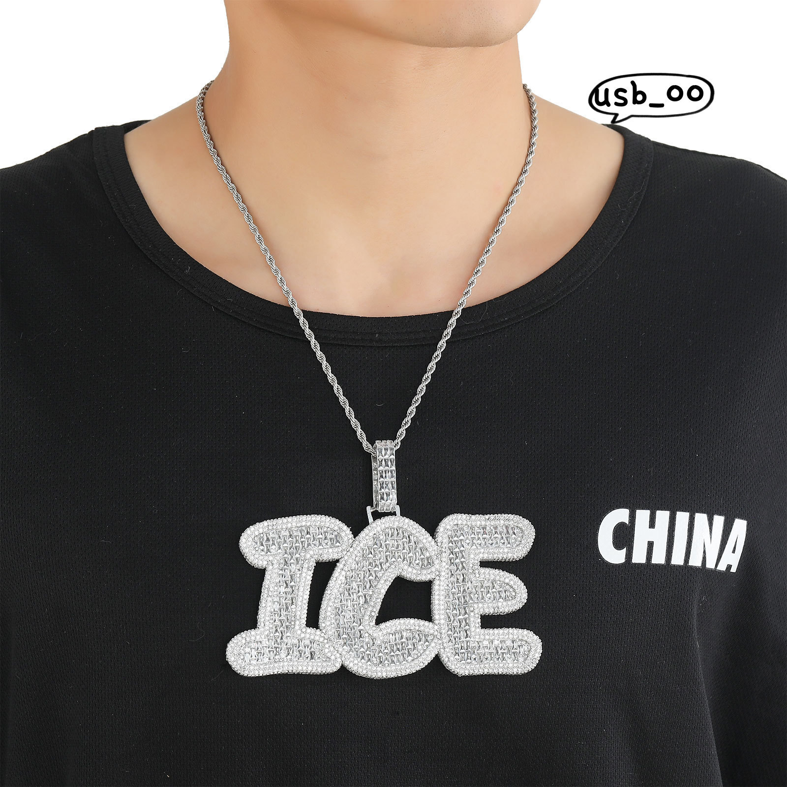 Moissanite Iced Out Gold Square Plated Custom Name Pendant Necklace Splicing Combination Letter Pendant Jewelry Hip Hop Men